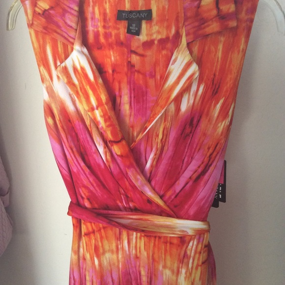 Tuscany Orange and Pink Tie-Dye Dress👗 - Picture 6 of 8